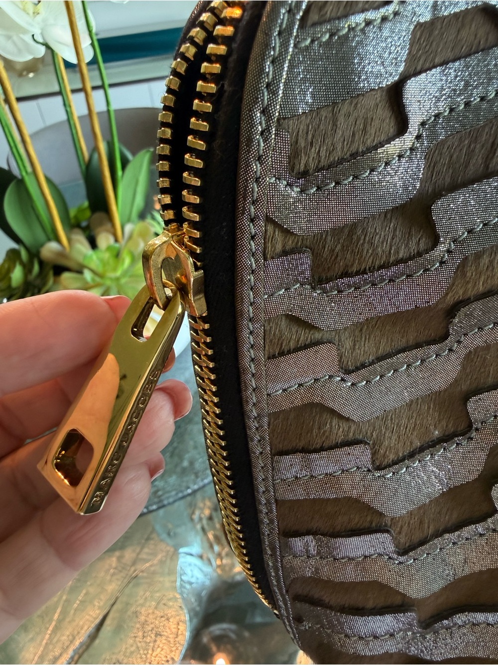 Marc Jacobs Metallic Bronze Woven Satchel with Padlock - Picture 3 of 7